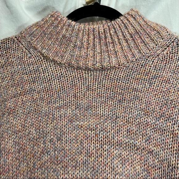 Ann Taylor Marled Mock Neck Knit Sweater Pink Multi Shimmer - Picture 6 of 8